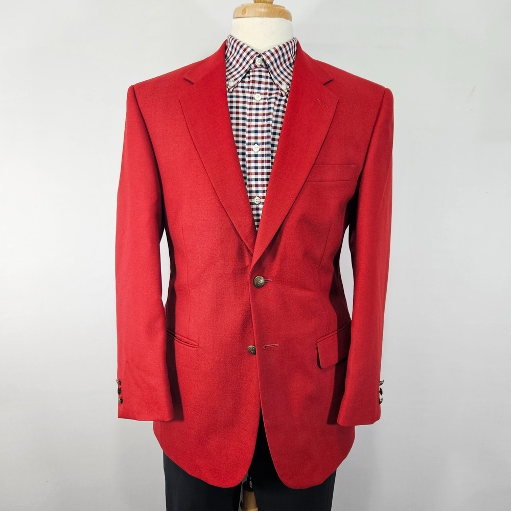 Stanley Blacker Men's Sport Coat Blazer Two Button‎ Red Polyester Wool 40R
